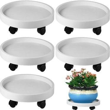 Flngr 14.2 Inch Planter Caddies Rolling Saucer Caddy with Wheels, Wheeled Stand for Potted Plant, Round Coaster Roller Base Tray with Casters, Flower Pot Dolly Holder for Indoor Outdoor