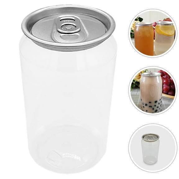 Masteelf 5pcs Plastic Reusable Juice Bottles with Lids for Drinks Milk Containers