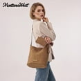 thumbnail image 3 of Montana West Medium Hobo Shoulder Bag for Women, 2PCS Slouchy Crossbody Purse with Zipper Pouch, Casual Bucket Handbag, Camel, 3 of 7
