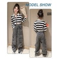 thumbnail image 3 of Happy Cherry Girls' Denim Pants Elastic Waist Kid Jeans Trousers Wide Leg Baggy Casual Y2K Pants Loose Streetwear with Pockets 11-12 Years, 3 of 6