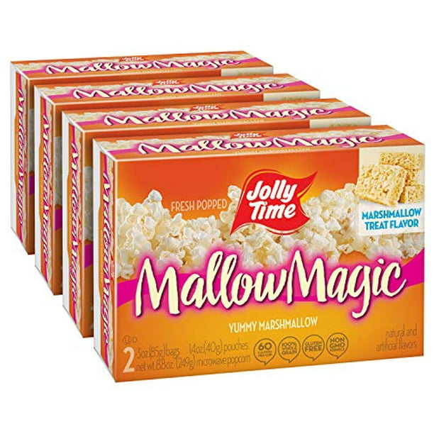 JOLLY TIME Sweet Microwave Popcorn, Gluten Free NonGMO, 4 Pack (Mallow Magic, 2ct Boxes