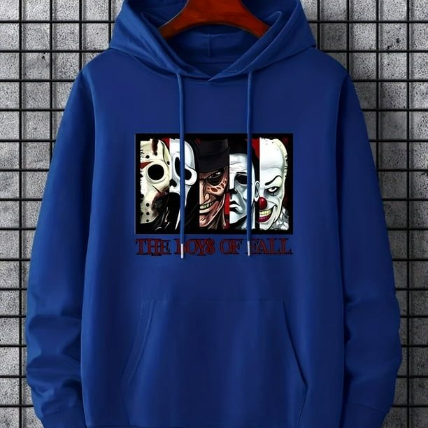 Sudadera Con Capucha Con Estampado De Película De Terror De Halloween Con Bolsillo De Canguro Para Hombres Para Primavera Y Otoño, Como Regalo