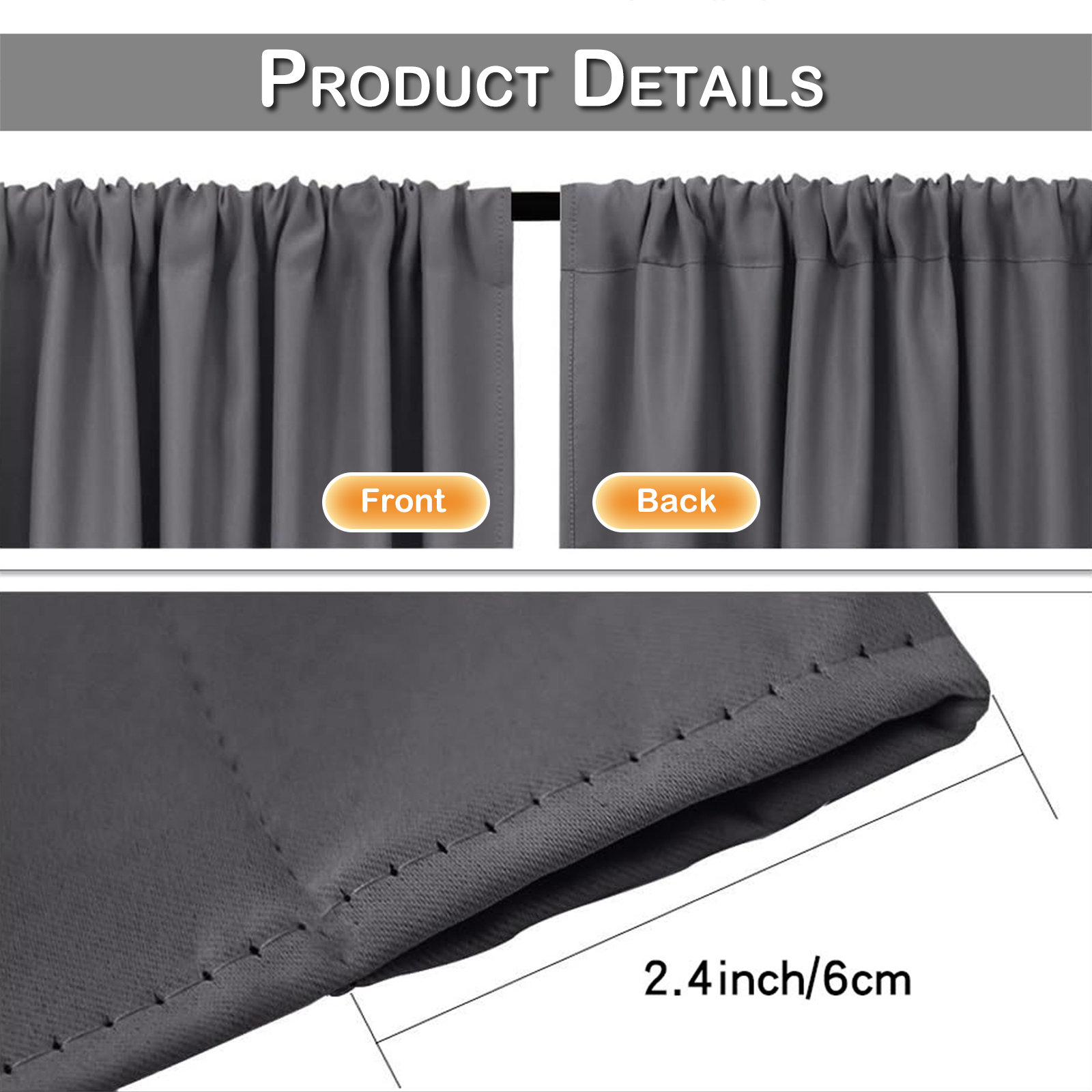 Rosnek 2 Panels RV Dinette Tier Blackout Curtains, Rod Pocket Caravans Touring Cars Short Curtains Drapes for Cabinet, Bathroom, 33"x 36"