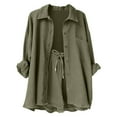 thumbnail image 4 of LYXSSBYX 2 Piece Sets for Women Summer Women's Summer Two Piece Neck Long Sleeve Shirt High Waist Drawstring Large Shorts Casual Set, 4 of 4