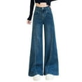 thumbnail image 3 of Jeans for Women 2025 Y2K Blue Washed High Waisted Stretchy Loose Wide Leg Flare Denim Jean Pants Womens Jeans Trousers, 3 of 5