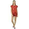 thumbnail image 2 of Bimba Womens Floral Satin Red Pj Set Buttondown Shirt Shorts Night Dress-4, 2 of 9