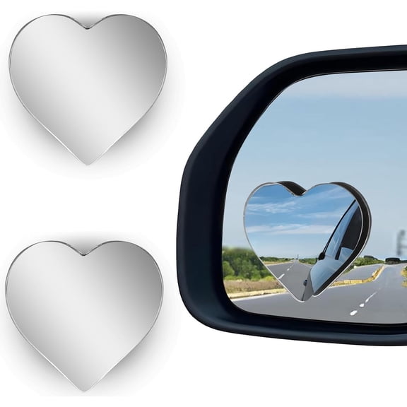 RUseeN 2Pcs Cars Heart Shaped Blind Spot Mirrors Car Side Mirror Blindspot Adjustabe Angle Removable Wide Angle Convex RearView Mirror for Enhanced Safety Universal Fit Stick