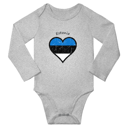 

Estonia Flag Heart Love Baby Long Sleeve Clothing Bodysuits (Gray 12 Months)
