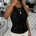thumbnail image 5 of OGLCCG Women's Sequin Tank Tops Sleeveless Crew Neck Sparkly Party Camisole Vest Summer Casual Slim Fit Shimmer Blouse Tops,L,Black, 5 of 8