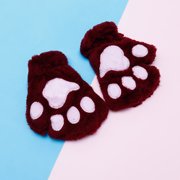 Cute Cat Paw Shaped Fuzzy Plush Gloves, Creative Valentine's Day Gift, 1 Pair, Black