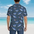 thumbnail image 4 of Fotbe Cartoon Shark Camisa Hawaiana para Hombre Unisex – Camisa Casual de Verano con Botones de Manga Corta de Algodón y Lino,Small, 4 of 7
