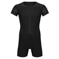 thumbnail image 4 of Doomiva Men's Spandex Wrestling Singlet Front Zipper Bodysuit Gym Workout Unitard Black L, 4 of 7