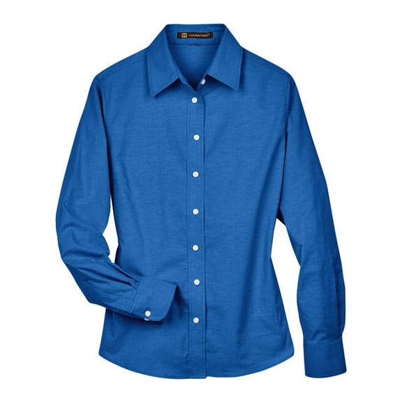 Harriton M600W Ladies' Long-Sleeve Oxford with Stain-Release (2 PACK)
