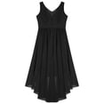 thumbnail image 6 of Linjinx Kids Girls Sleeveless V Neck Junior Bridesmaid Dresses Asymmetrical Hem Chiffon Birthday Black 16, 6 of 7