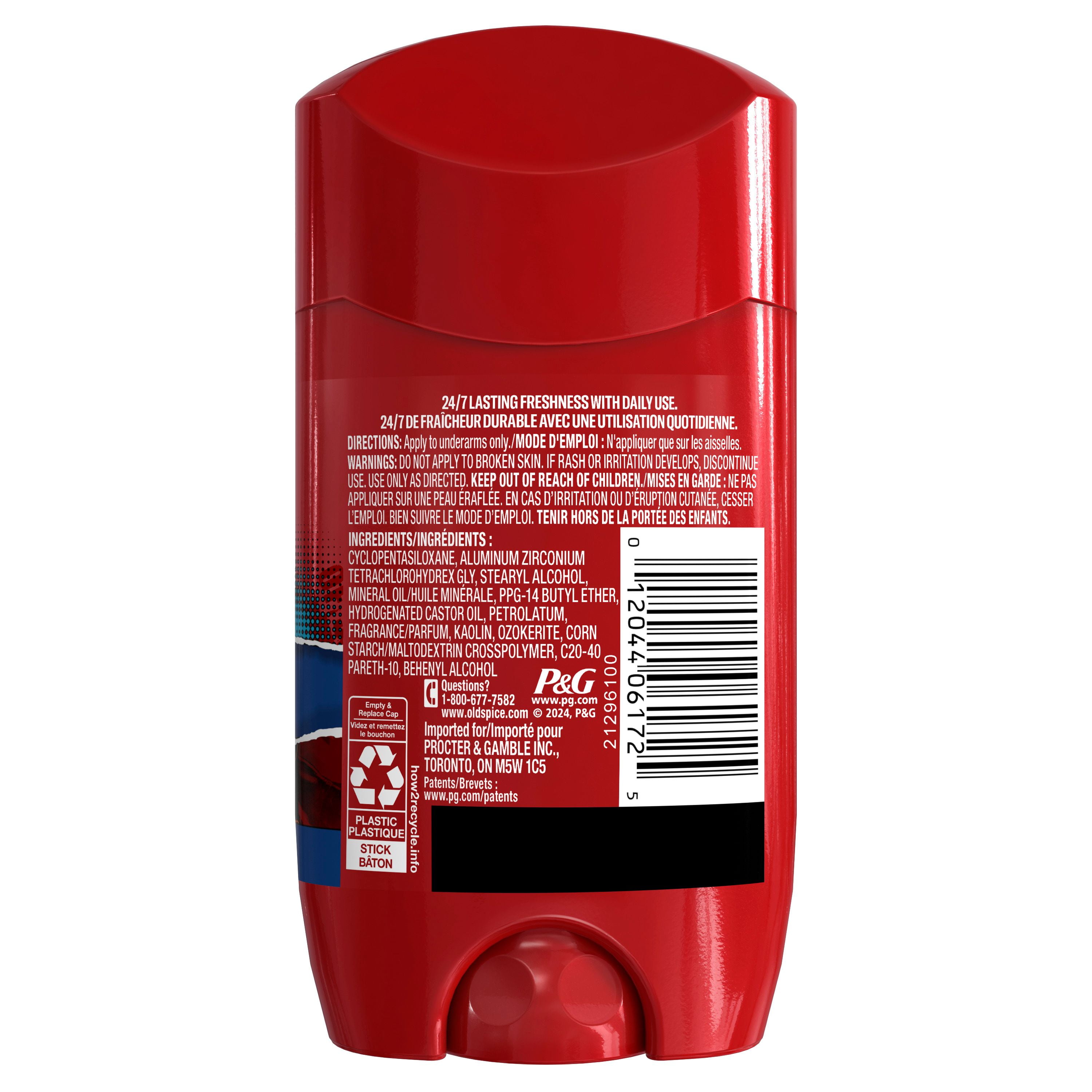Antisudorifique et désodorisant Old Spice pour hommes, fraîcheur 24 heures sur 24, 7 jours sur 7, protection longue durée contre la transpiration et les odeurs, sentez comme un héros, Superman, parfum 73G