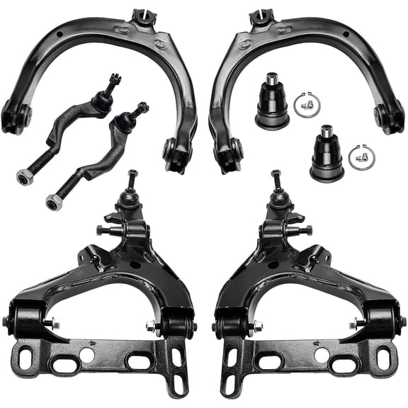 Detroit Axle - 8pc Front Suspension End Kit for Chevrolet Trailblazer GMC Envoy 2 Lower Control Arms w/Ball Joints 2 Upper Control Arms 2 Upper Ball Joints 2 Outer Tie Rods
