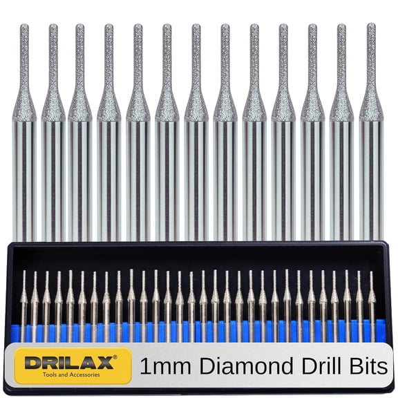 DRILAX 30 pcs SET of 3 Different Sizes : 10 pcs. Of 1mm 10pcs. Of 2mm 10 pcs. Of 3mm Diamond Drill Bit Cylindrical Burr Kit Jewelry Beach Sea Glass Shells Gemstones