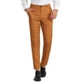 thumbnail image 1 of INSPIRE CHIC Men's Dress Plaid Printed Business Checked Pants 32 Brown, 1 of 7