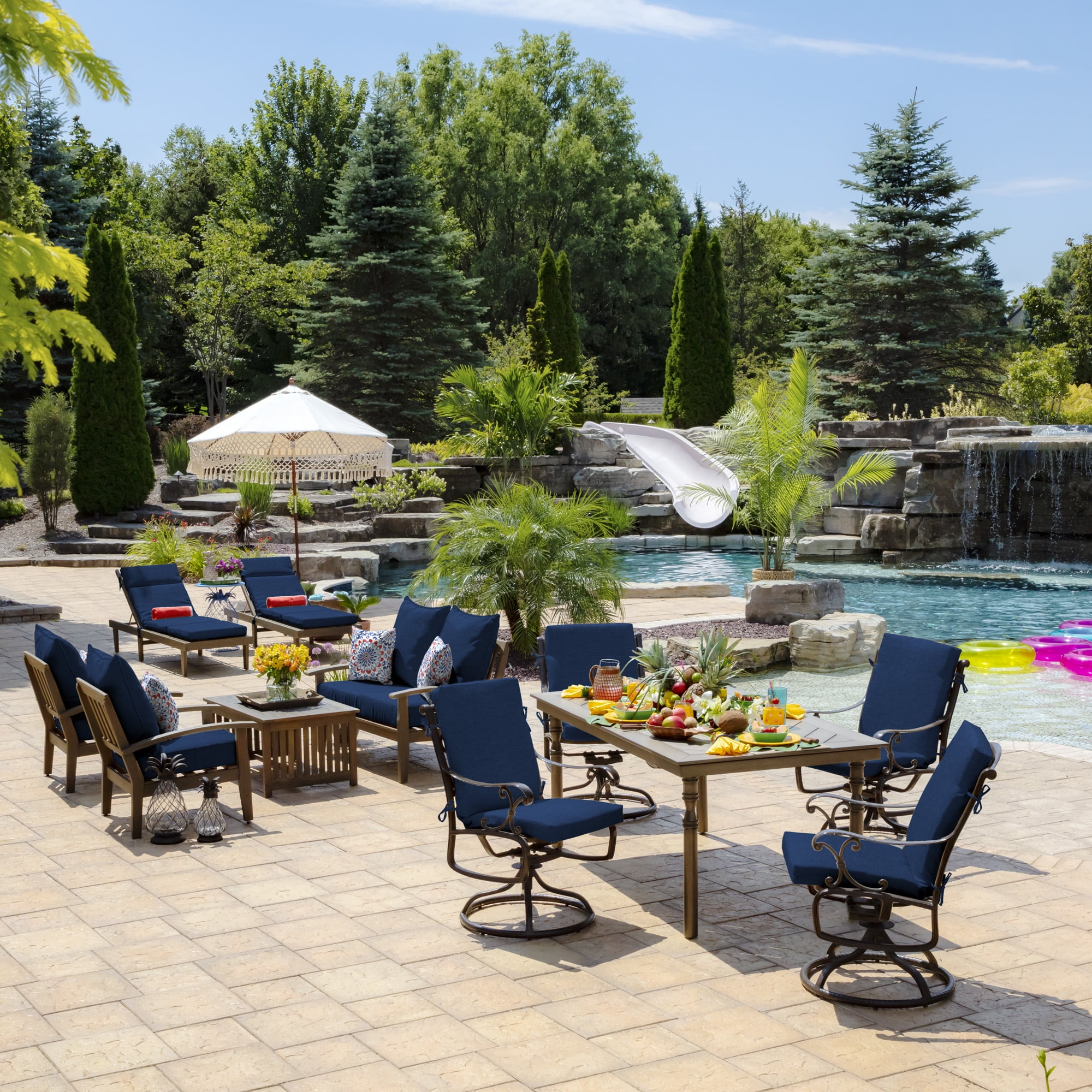 ARDEN Outdoor Deep Seat Cushion Set, 22 x 24, Water Repellent, Fade Resistant 22 x 24, Sapphire Blue Leala
