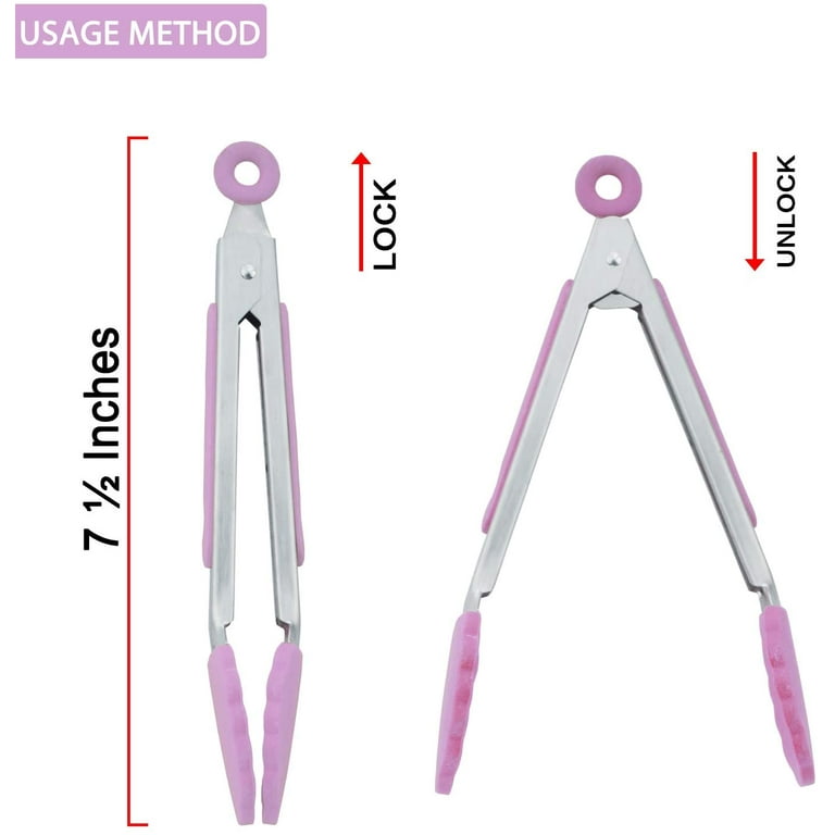 Small Tongs With Silicone Tips 7 Inch Kitchen Tongs – Set Of 3