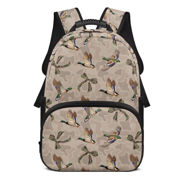 Bulopur Camo Duck Kids Backpack Girls Boys,Green Camo Bow Print Lightweight Waterproof School Book Bag for Kids 6-12
