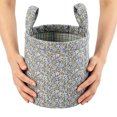 thumbnail image 4 of Floral Fabric Foldable Laundry Hamper with Handles Clothes Storage Bucket Large Capacity Collapsible for Nursery Bedroom Laundrys Room (Blue), 4 of 11