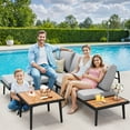 thumbnail image 6 of Homall Patio Conversation Set Outdoor Sofa Metal L-shape Patio Sofa with Cushion, Gray, 6 of 7