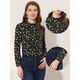 thumbnail image 2 of Top floral Casual Allegra K de Manga Larga con cuello de volantes para Mujer Negro XL, 2 of 4