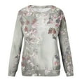 thumbnail image 5 of Crewneck Sweatshirts Womens Trendy Floral Printed Long Sleeve Fall Winter Casual Tunic Tops Loose Fit (M, Khaki), 5 of 5