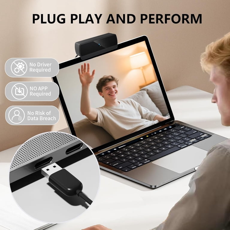 1080P HD Webcam with Microphone, Streaming Computer Camera for Laptop ...