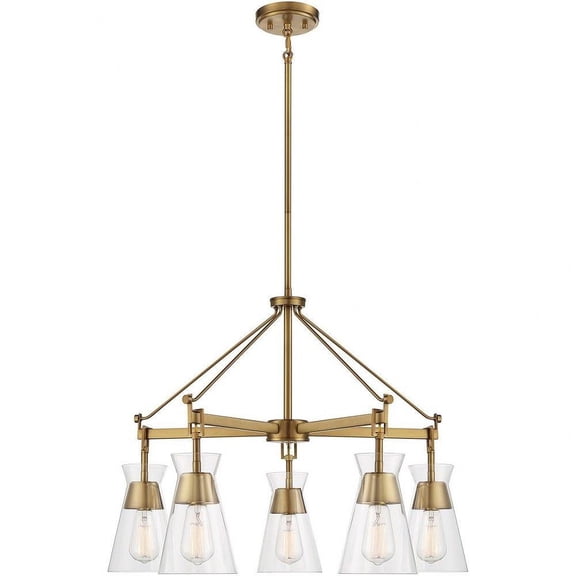 Mid Century Modern Five Light Chandelier-Warm Brass Finish Bailey Street Home 159-Bel-4636351