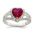 thumbnail image 4 of 925 Sterling Silver Red Cubic Zirconia Heart Ring Size 8, 4 of 5