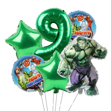Avengers Marvel Heroes, Spider-Man, Hulk, Captain America, Round Aluminum Film Balloon Set