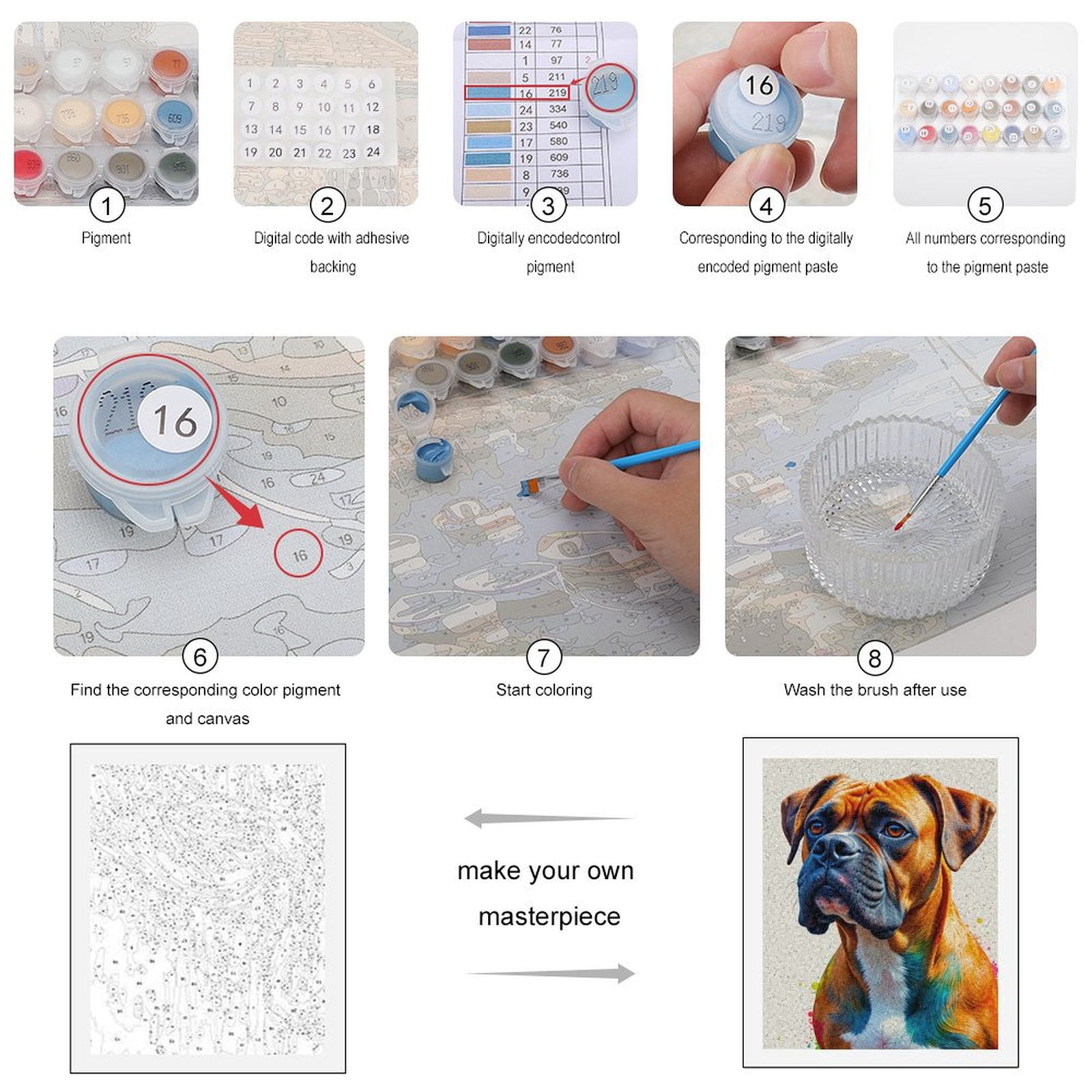 Paint By Numbers Kit for Adults Beginner - DIY Colorful Boxer Dog Portrait Art Canvas Painting Kits for Adults, Frameless Paint By Number for Adults for Home Wall Decor 16x20 Inch