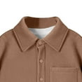 thumbnail image 6 of AHTJRT Boys Girls Corduroy Shirts Lapel Long Sleeve Tee Shirt Casual Fall Spring Button down Blouse with Pocket Relaxed Striped Knit Solid Tops Khaki 11-12 Years, 6 of 7
