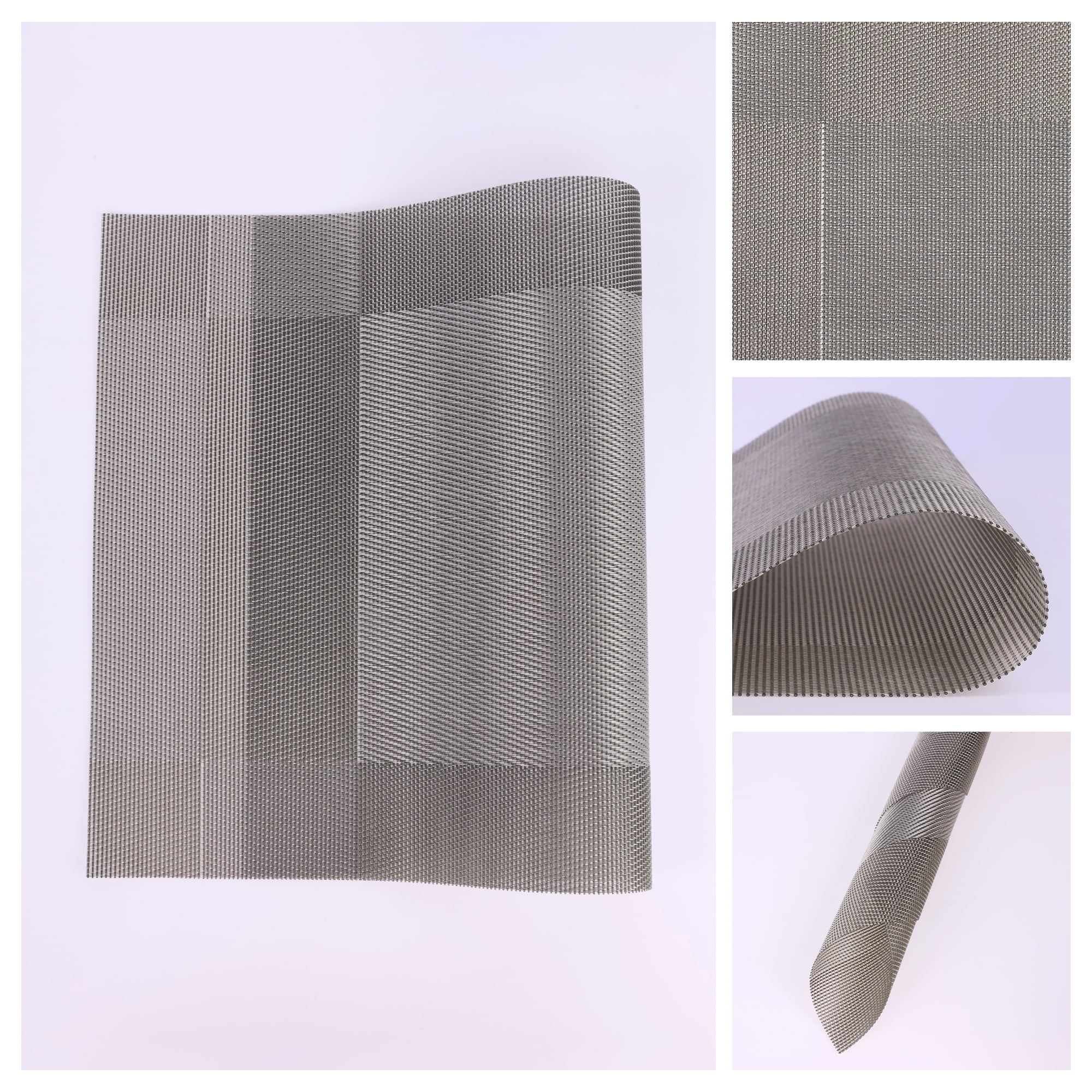 Unique Bargains Set of 8 Washable Wipeable Heat Resistant Table Placemat Gray 18x12in