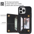 thumbnail image 5 of SaniMore for iPhone 15 Pro 6.1" 2023 Back Case with Zipper Card Pokcet Flip Wallet/Kickstand Shock Absorption Anti-fall Retro PU Leather Wear-resistant Shell for iPhone 15 Pro, Black, 5 of 7