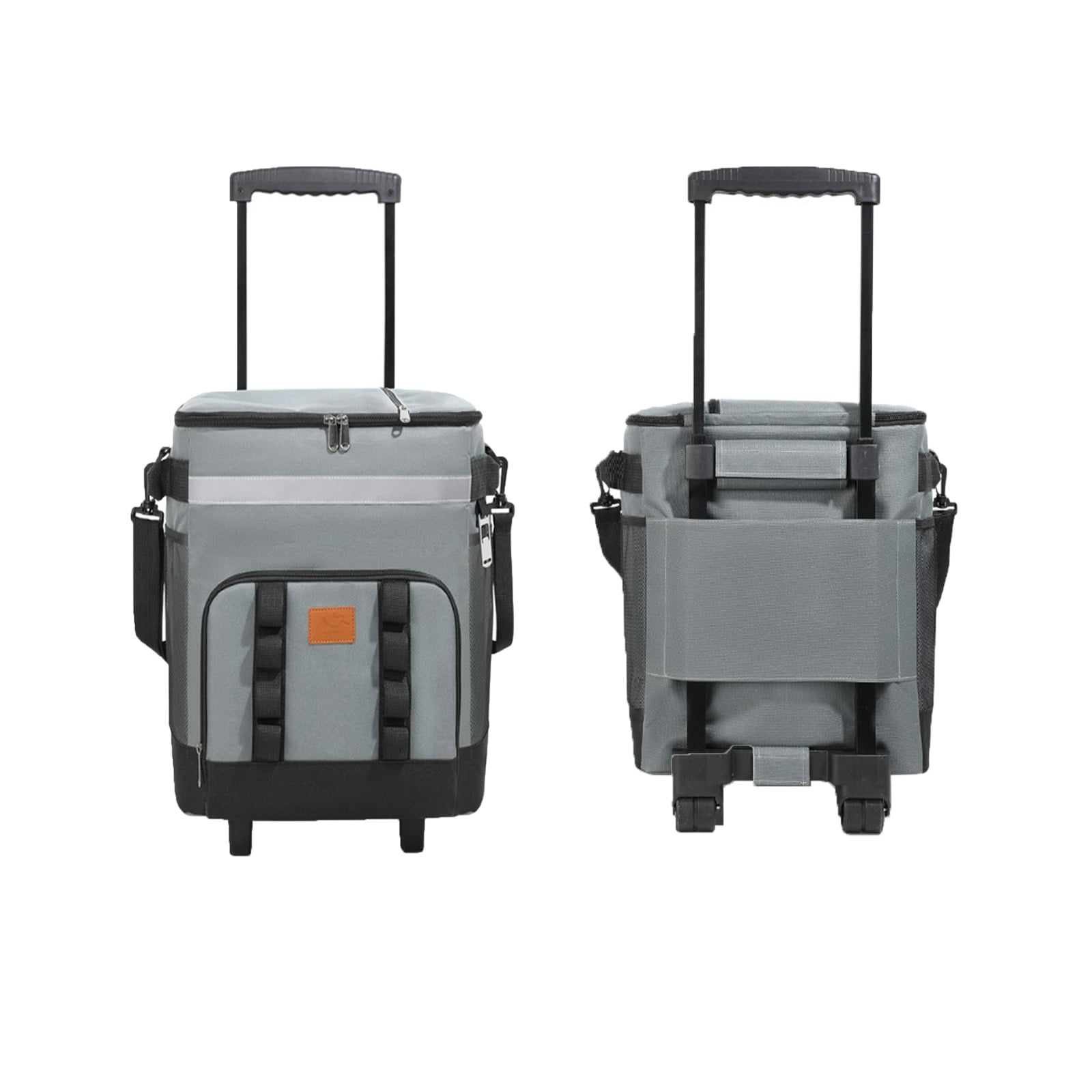 Telescopic Handle Rolling Cooler with Wheels - 10.8x9.8x7in Large Capacity Insulated Ice Bag for Car/Picnic/Beach, Portable Outdoor Cooler Box (Gray)​