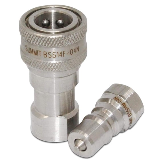 1/4" NPT ISO 7241-B Stainless Steel Quick Disconnect Hydraulic Coupling/Coupler Set