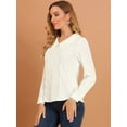 thumbnail image 4 of Blusa de Gasa Casual Allegra K Cuello Peter Pan Manga Larga Con Botones Decorativos Para Mujer Blanco S, 4 of 6