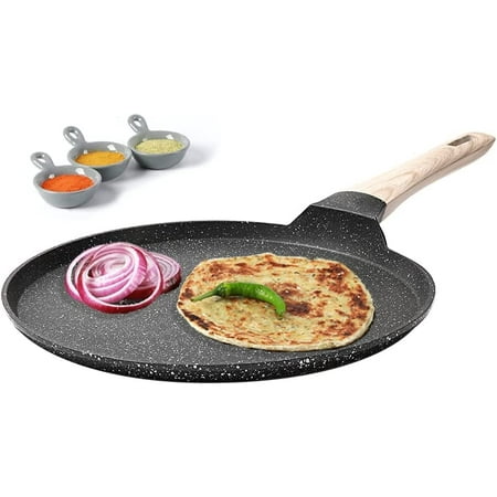 

CAROTE Granite Non Stick Flat Roti Tava Induction Base Swiss Coated Dosa Pan Tawa (Black PFOA Free 28cm 5-ply 4mm Coating)