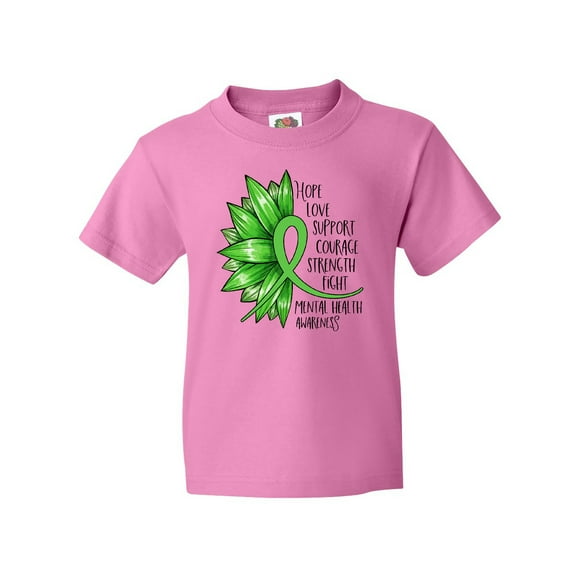 Inktastic Mental Health Awareness Green Sunflower Ribbon Youth T-Shirt