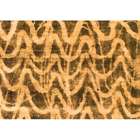 Ahgly Company Indoor Rectangle Abstract Orange Modern Area Rugs, 7' x 10'