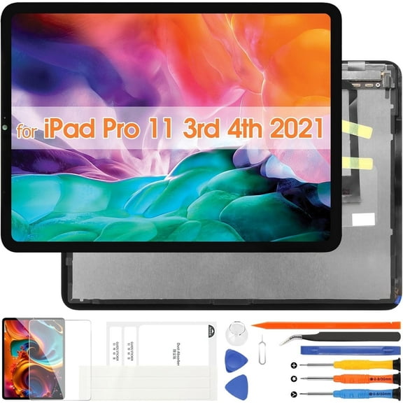 for iPad Pro 11 3rd 4th Gen Screen Replacement, LCD Display for iPad Pro 11 2021 A2301 A2459 A2460 A2435 A2761 A2762 A2759 Touch Screen Digitizer Full Assembly with Repair Tools