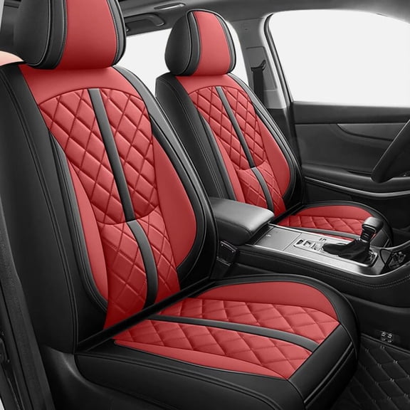 Full Set Car Seat Covers Compatible with Toyota RAV4 2013-2018 Faux Leather Seat Cushion 2 Rows 5 Seats Waterproof Anti-Slip Automotive Interior Accessories (Black&Red)