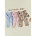thumbnail image 3 of BemeyourBBs Baby Girl Fall Outfits Long Sleeve Smocked Jumpsuit with Headband, 3 of 9