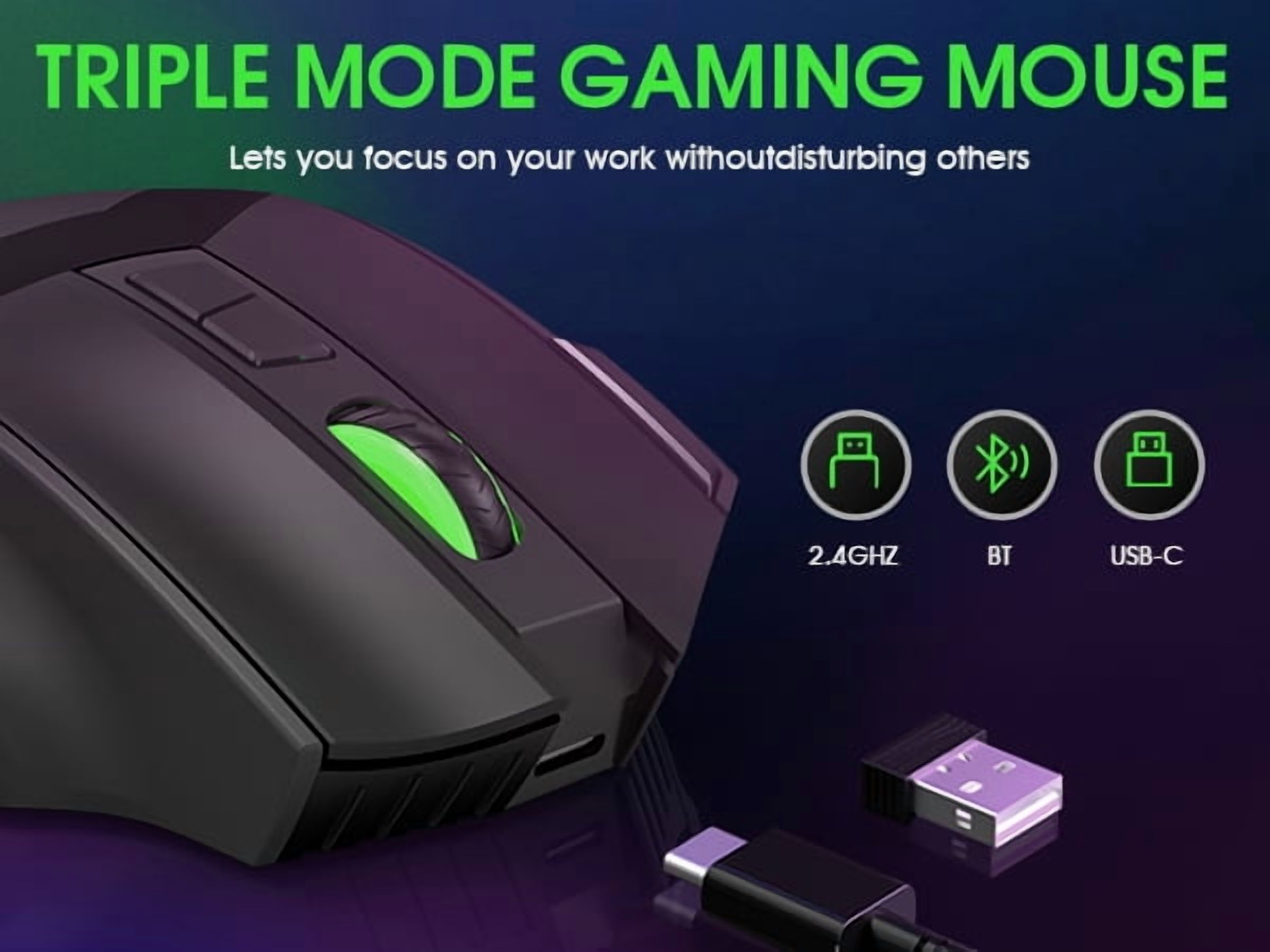 Muzpu Wireless Gaming Mouse, 16000 DPI, Bluetooth & 2.4GHz, RGB photo 7