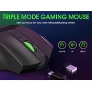 Wireless Gaming Mouse, 16000 DPI Adjustable, Bluetooth 5.2 & 2.4GHz Dual Mode, Lightweight, 10 Buttons, RGB Lighting, for PC Gaming & Office, Muzpu (Black)