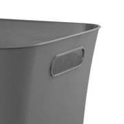 (3 pack) Mainstays Large Open Plastic Storage Bin with Handles, Gray Flannel, 1 Each