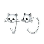 YANGUGU Sterling Silver Cat Earrings for Women Girls Animal Stud Earrings Simple and Modern Jewelry Gift